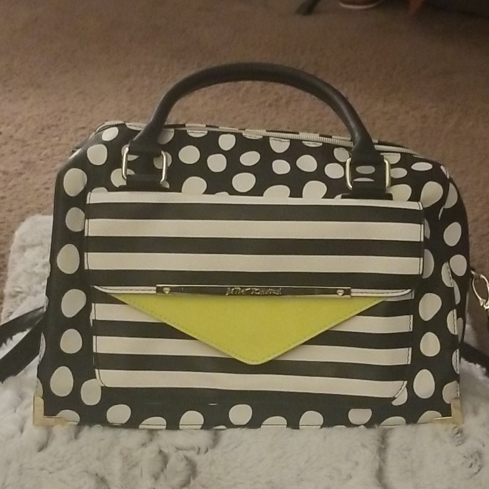 Betsey Johnso black and white patterned purse